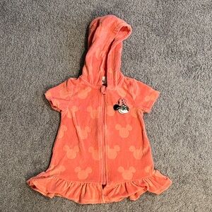 Disney Orange Hooded Minnie Mouse Cover Up - Full Zip